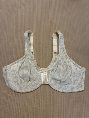 Warner's Cream Bra with Light Blue Floral Outline